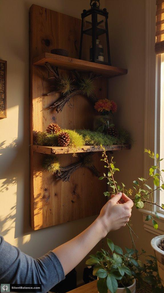 charming corner wood shelves