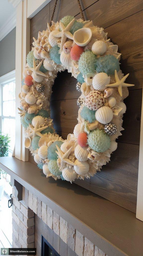 coastal pinecone shell wreath