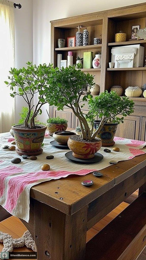 colorful bonsai display ideas