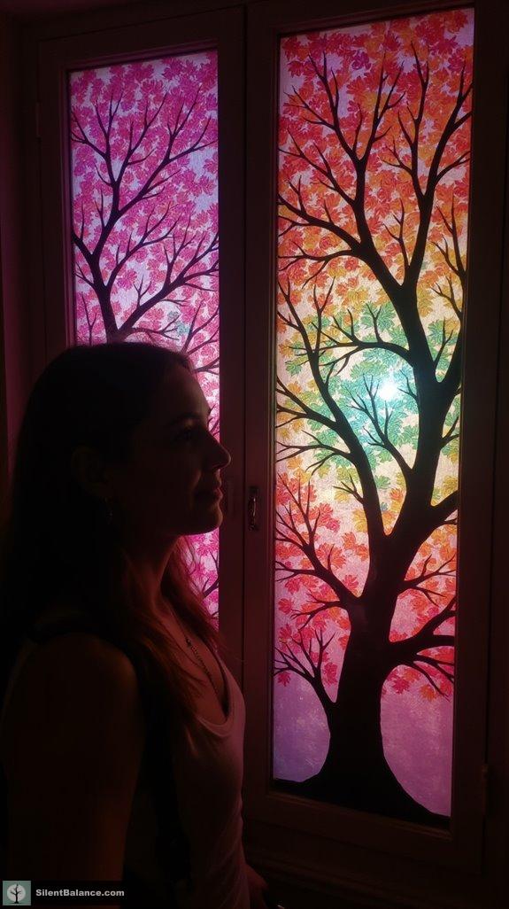 colorful illuminated tree panels