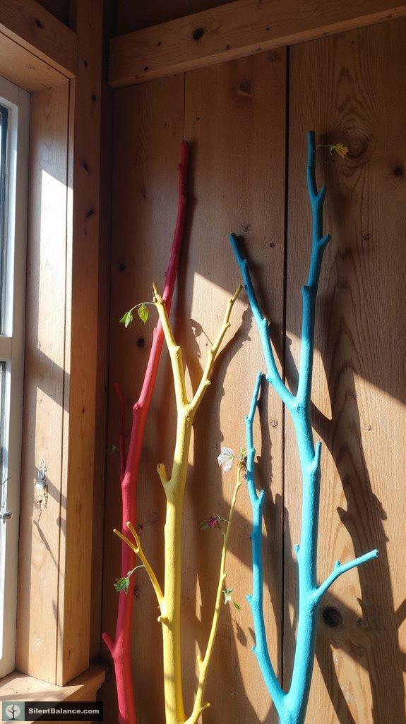 colorful painted branch decor