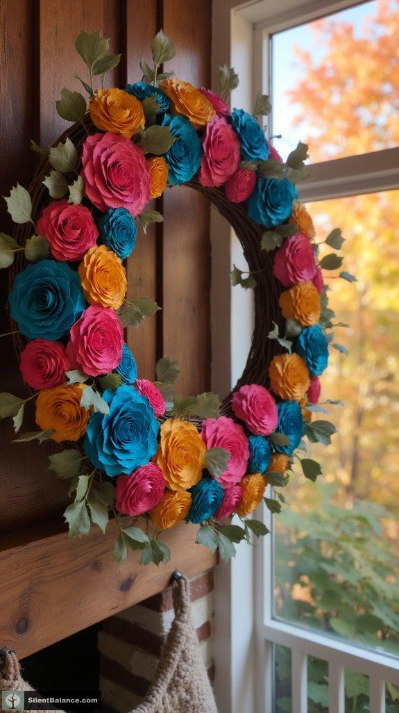 colorful pinecone wreath crafting