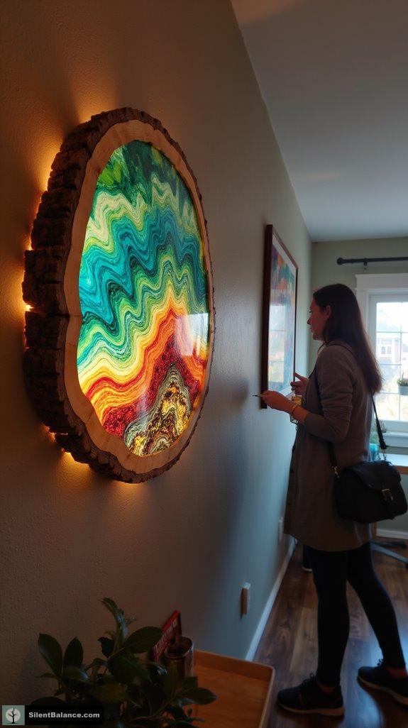 colorful resin tree slices