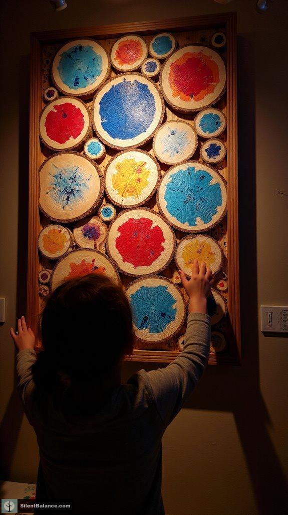 colorful wood slice decor