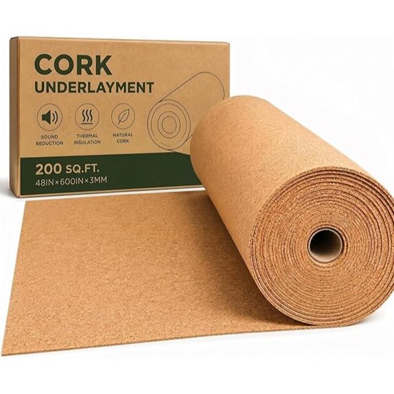 Cork Underlayment Roll for Sound Moisture and Mildew