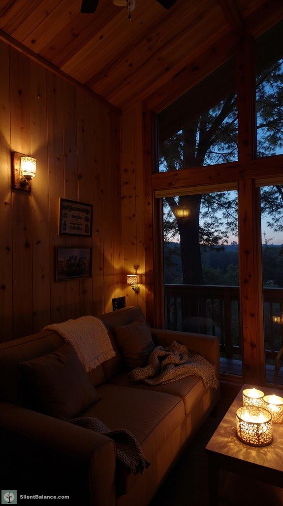 cozy dramatic pine lighting
