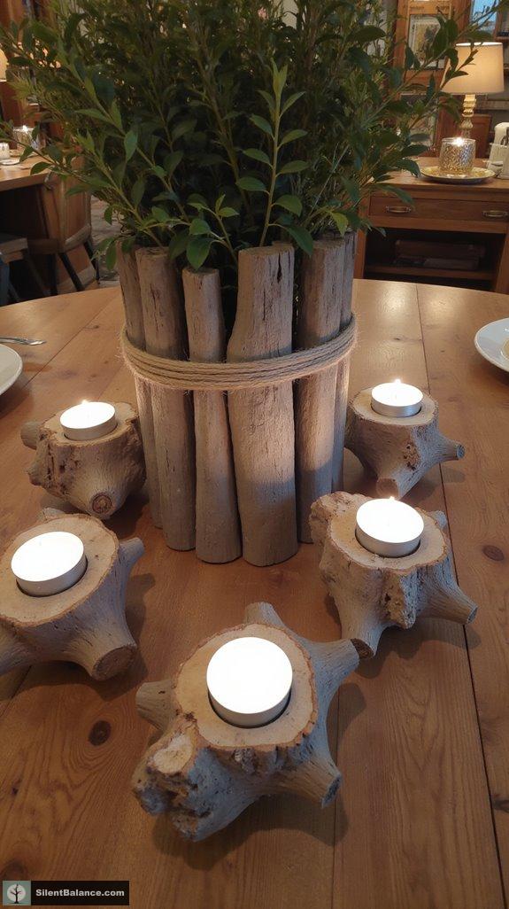 cozy driftwood candle holders
