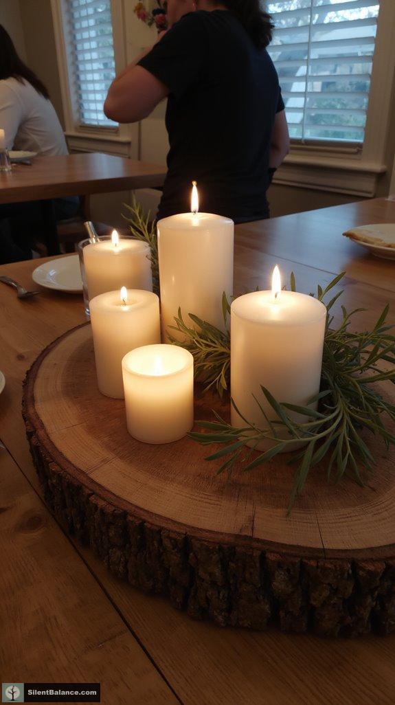 cozy oak candle display