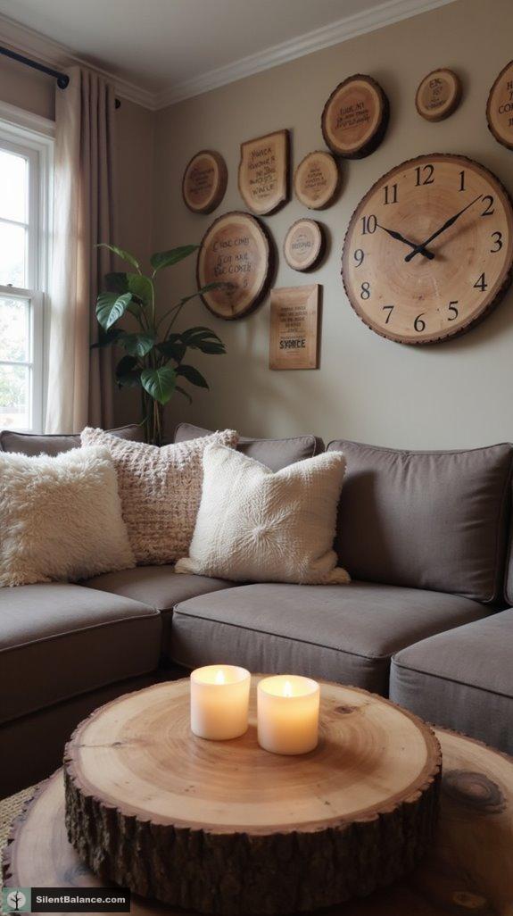 cozy tree slice decor
