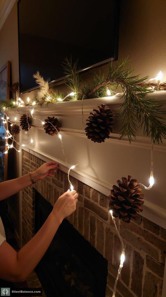 cozy twinkling pinecone garland