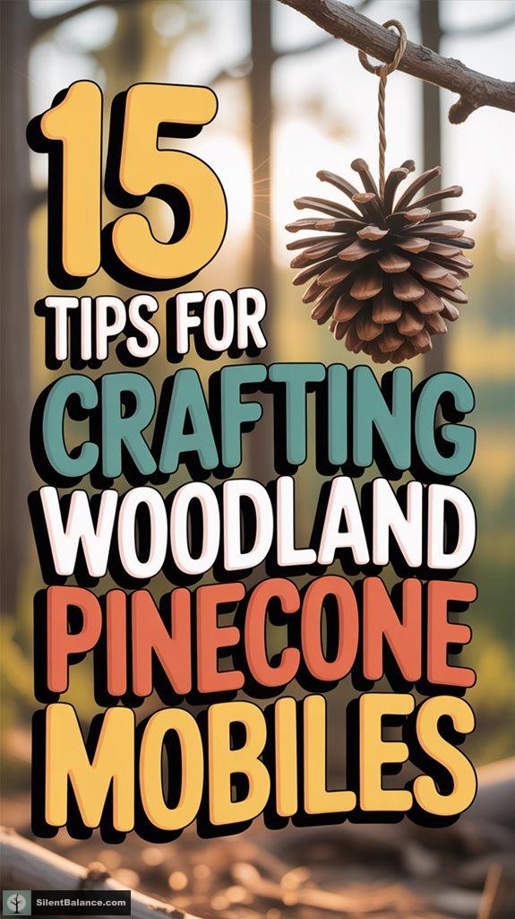 crafting pinecone woodland mobiles