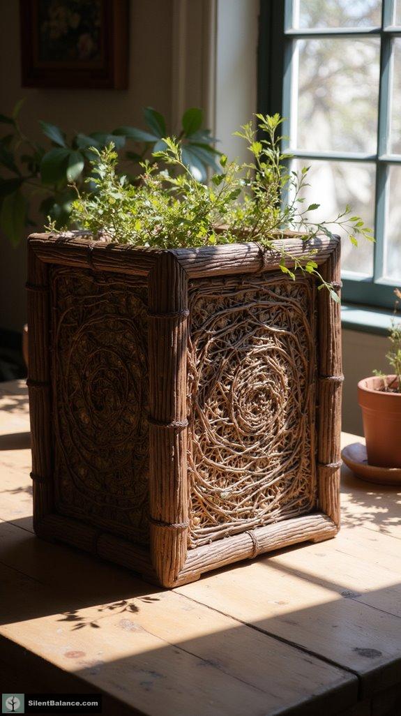 crafting twigs into mosaics