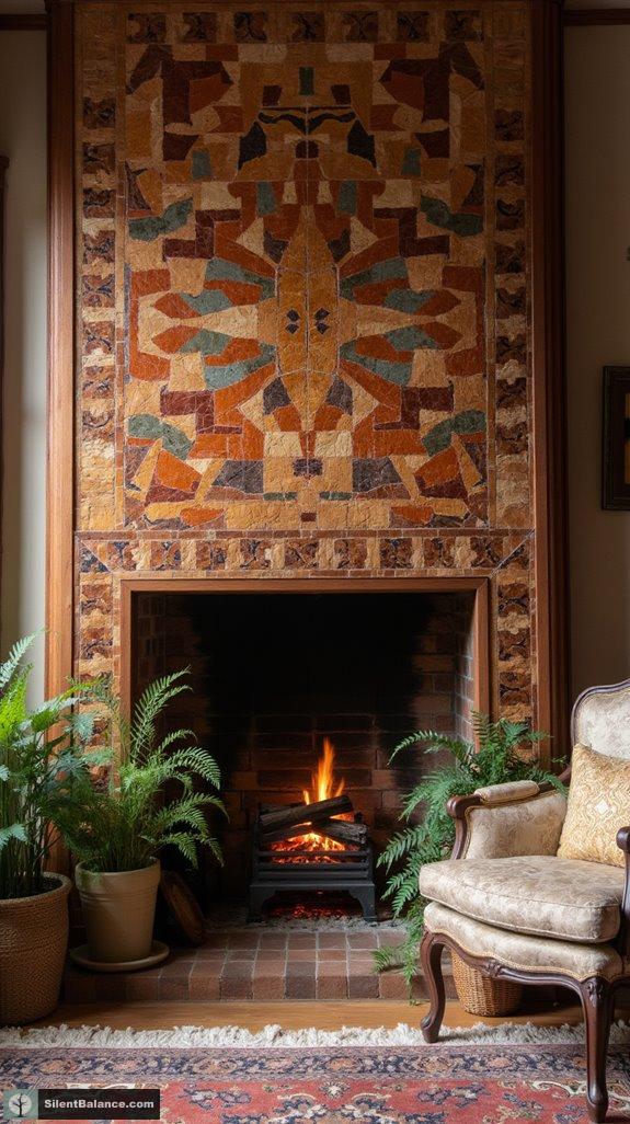 creative mosaic fireplace decor