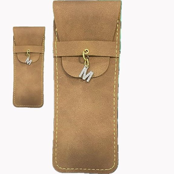 Personalized Initial PU Suede Pen Pouch for Office