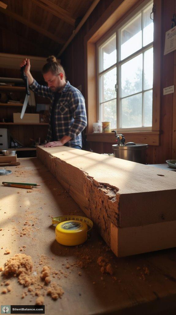 cut wood for shelves