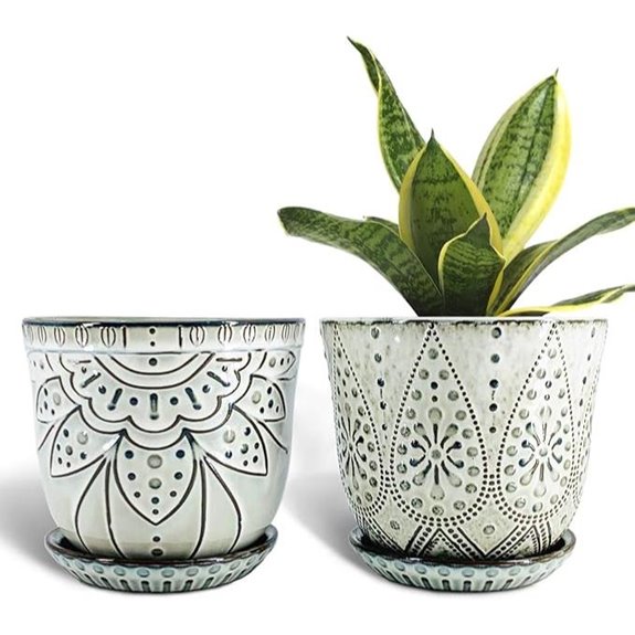 Gepege 6-Inch Beaded Ceramic Plant Pots (Set of 2)