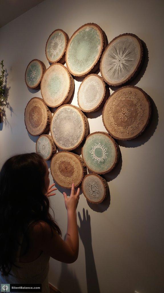 distressed tree slice decor