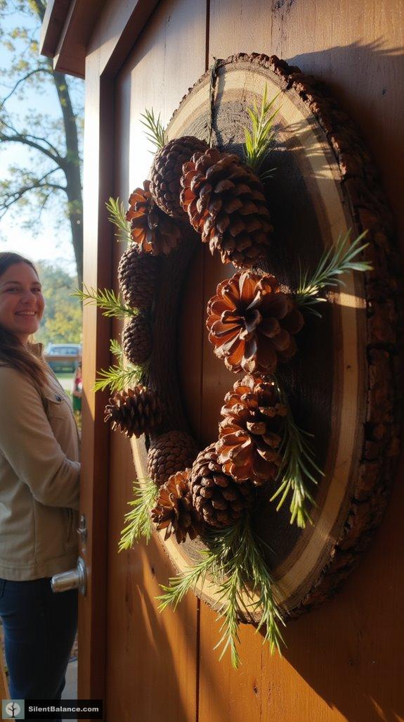 diy pinecone wreath creation