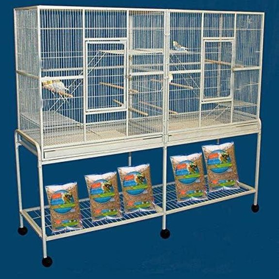 64 Double Bird Cage with Divider and Wheels