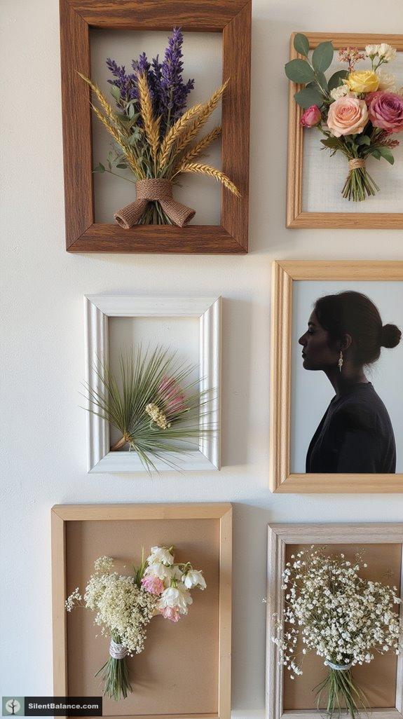 dried flowers in frames