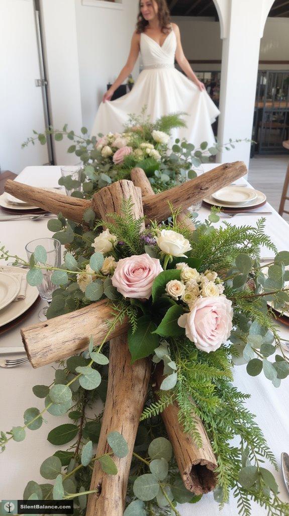 driftwood and greenery pairing