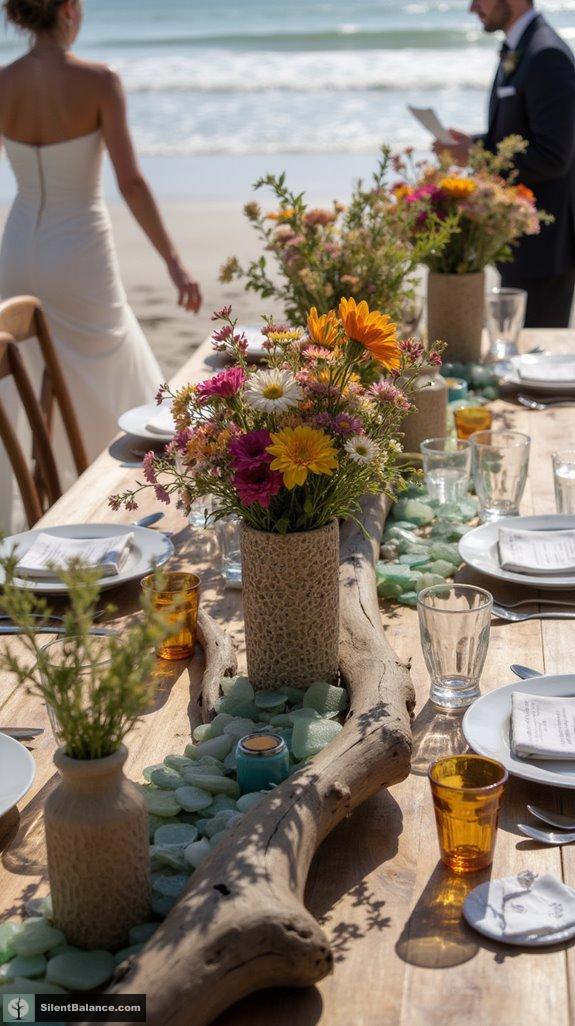 driftwood and sea glass