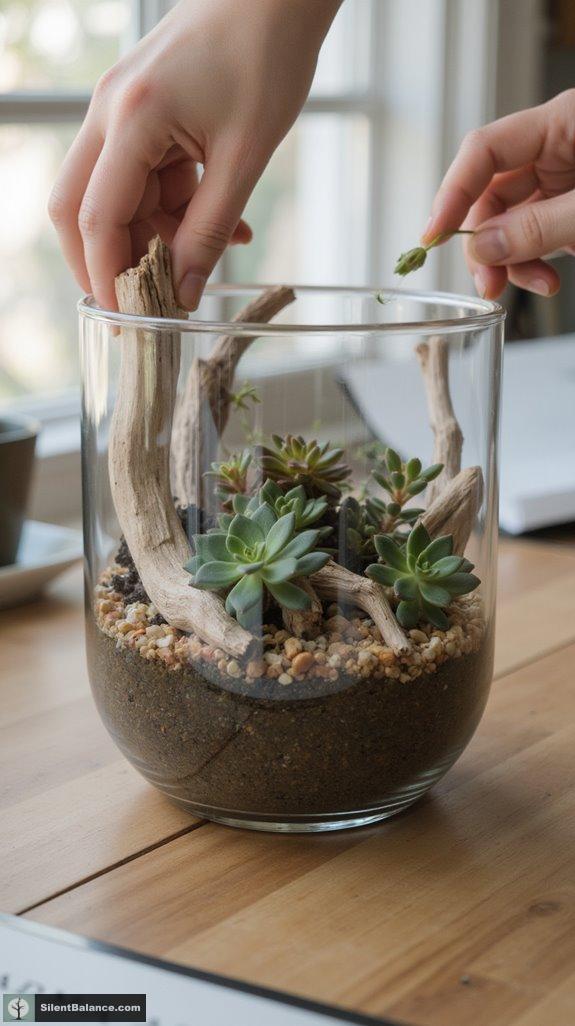 driftwood glass terrarium creation
