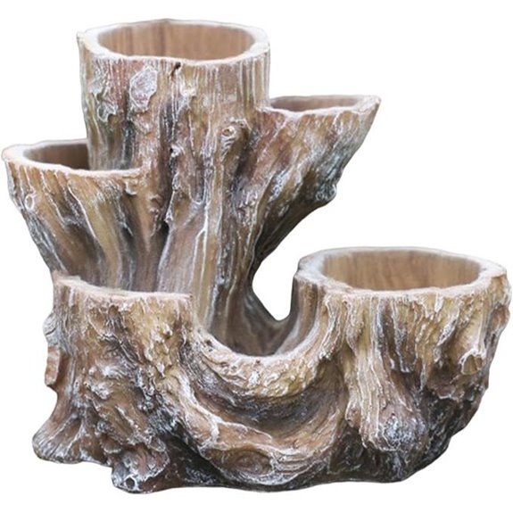 Artificial Driftwood Log Planter with Drainage Hole