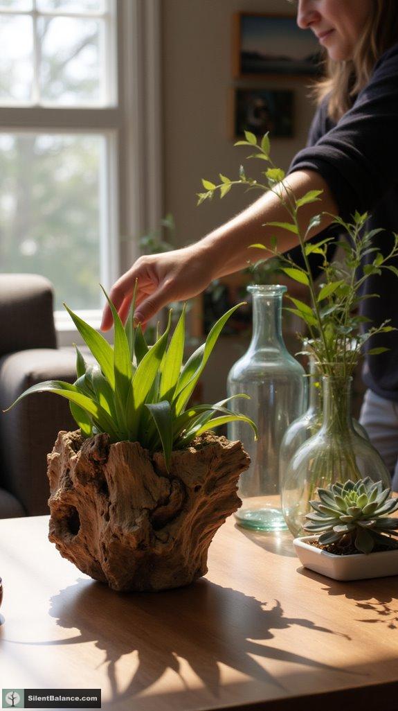 driftwood planters for elegance
