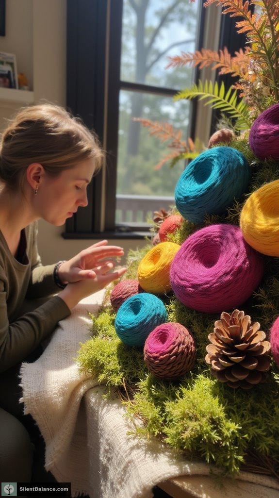 dyed textile pine cone decor