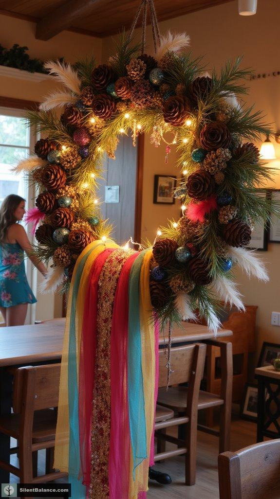 eclectic bohemian pinecone decor