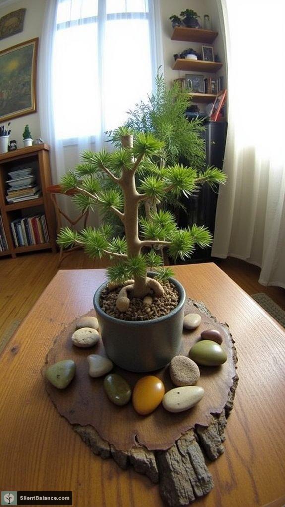 eco friendly bonsai and stone
