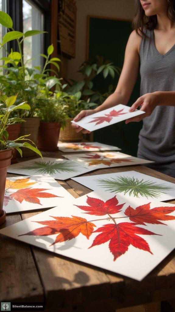eco friendly leaf print cards
