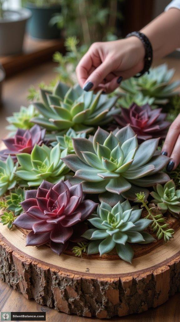 eco friendly wood slice garden