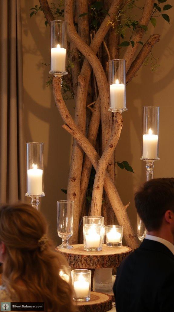 elegant candlelight with driftwood