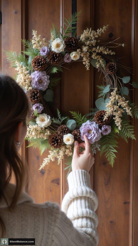 elegant pinecone and flowers