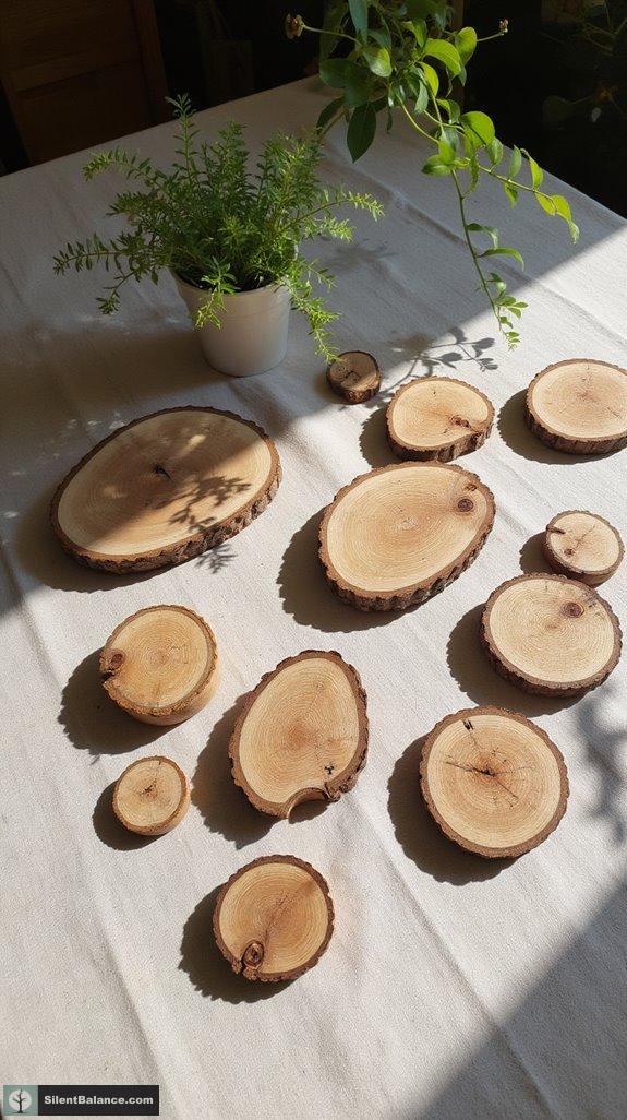 elegant wood slice arrangements