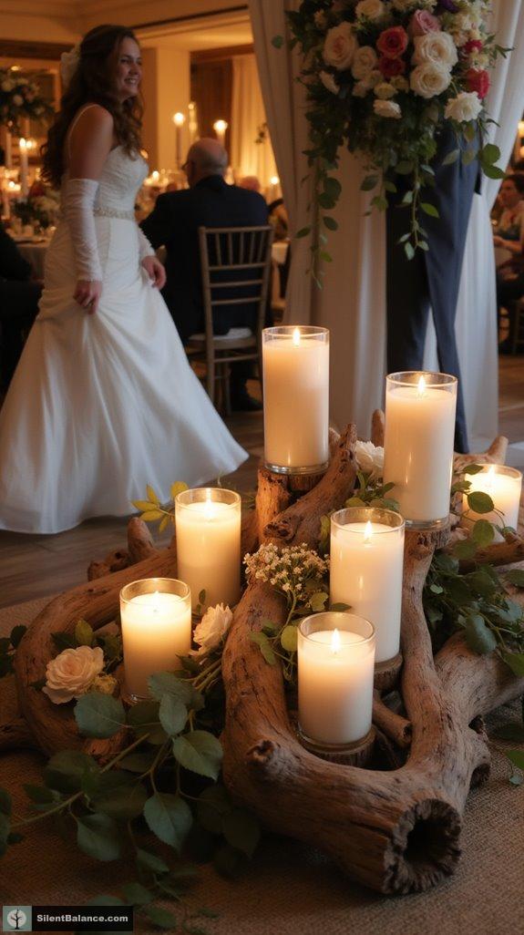 enchanting driftwood candle arrangement