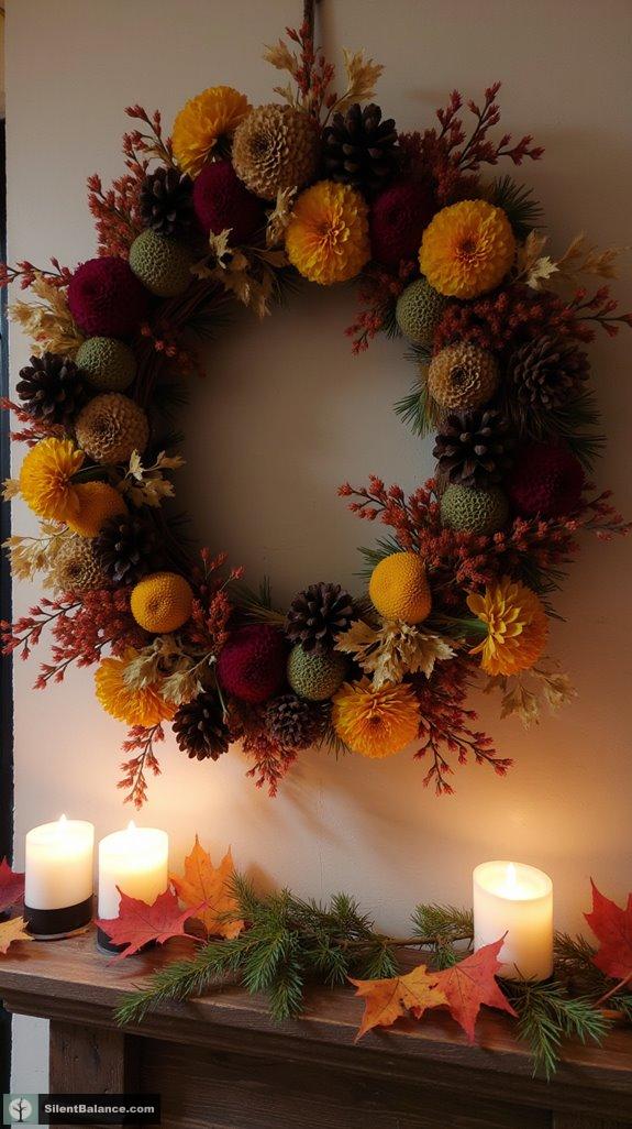 enchanting pinecone flower wreath