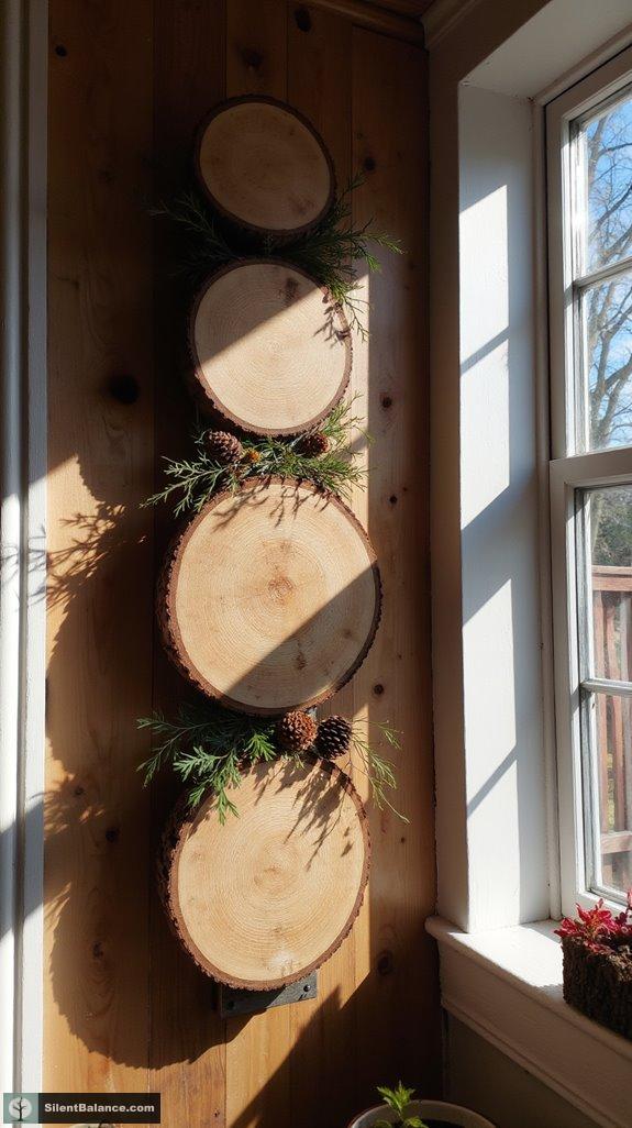 enchanting tree slice installations