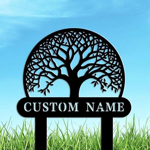 Custom Family Name Garden Plaque with Tree Design
