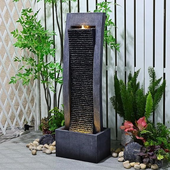 Sunlinua Outdoor Faux Slate Water Fountain with LED