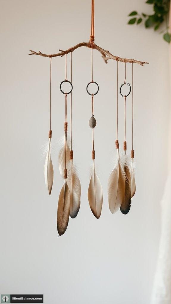 feathers and branches mobile