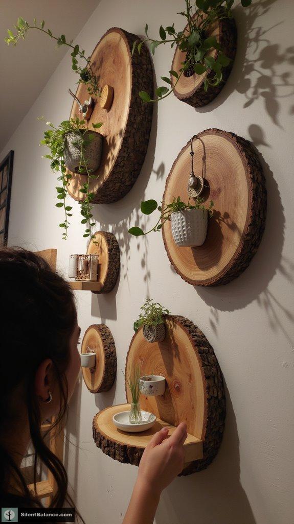 floating shelves with nature