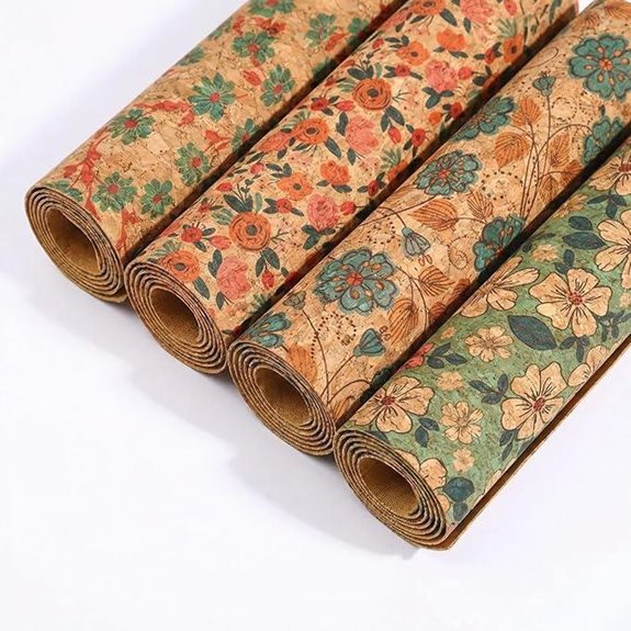 Floral Cork Fabric Sheets 4-Pack 12x52