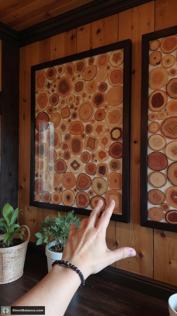 framed cedar slice art