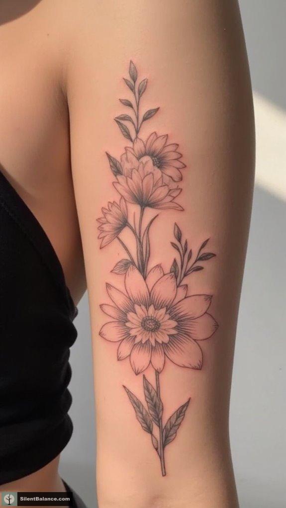 free spirited wildflower tattoo combinations