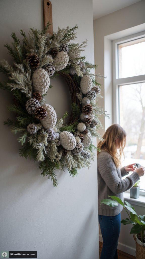 frosted pinecone winter wreath