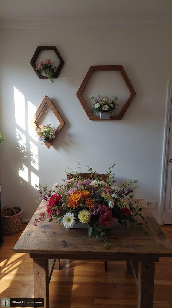 geometric floral wooden frames