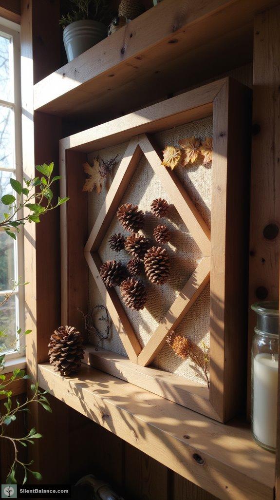 geometric pinecone art display